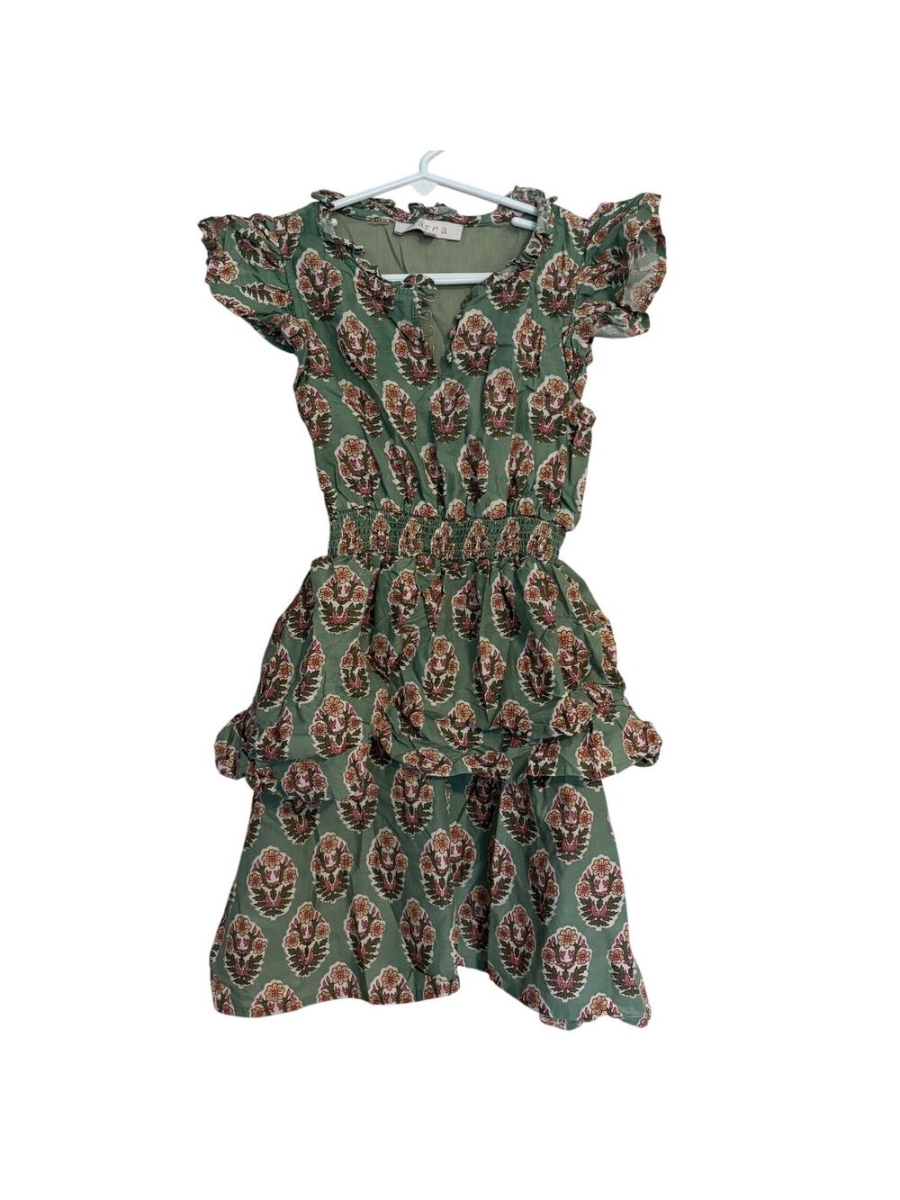 MAREA Girl's Block Print Cotton Ruffle Dress - 8-10